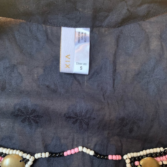 VIX - Black Bathing suit coverup w/ Multi-color Beaded Neckline - Picture 6 of 6